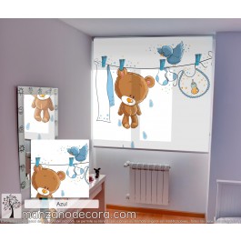 Estor Enrollable Fotográfico Infantil Teddy Azul