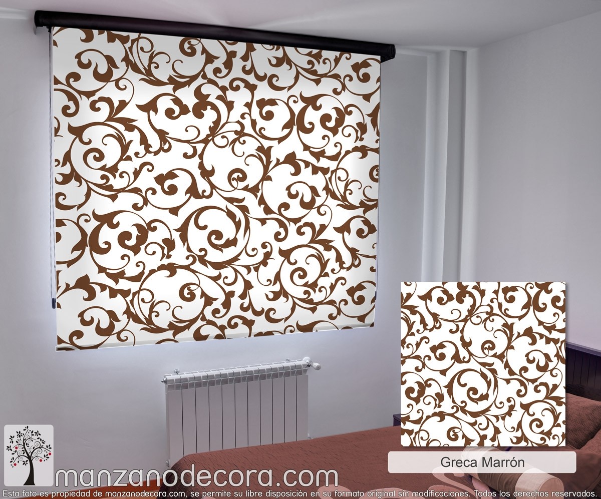 Estor Enrollable Estampado Dormitorio Greca - Cortinas Manzanodecora
