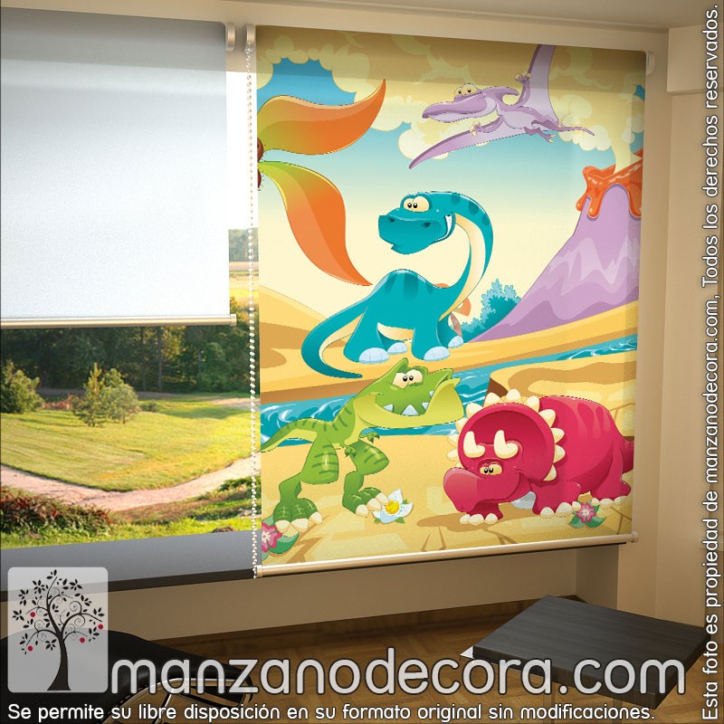 Sombreado es bonito Zapatos antideslizantes Estor Enrollable Fotográfico Infantiles Dinosaurios 01 - Cortinas  Manzanodecora