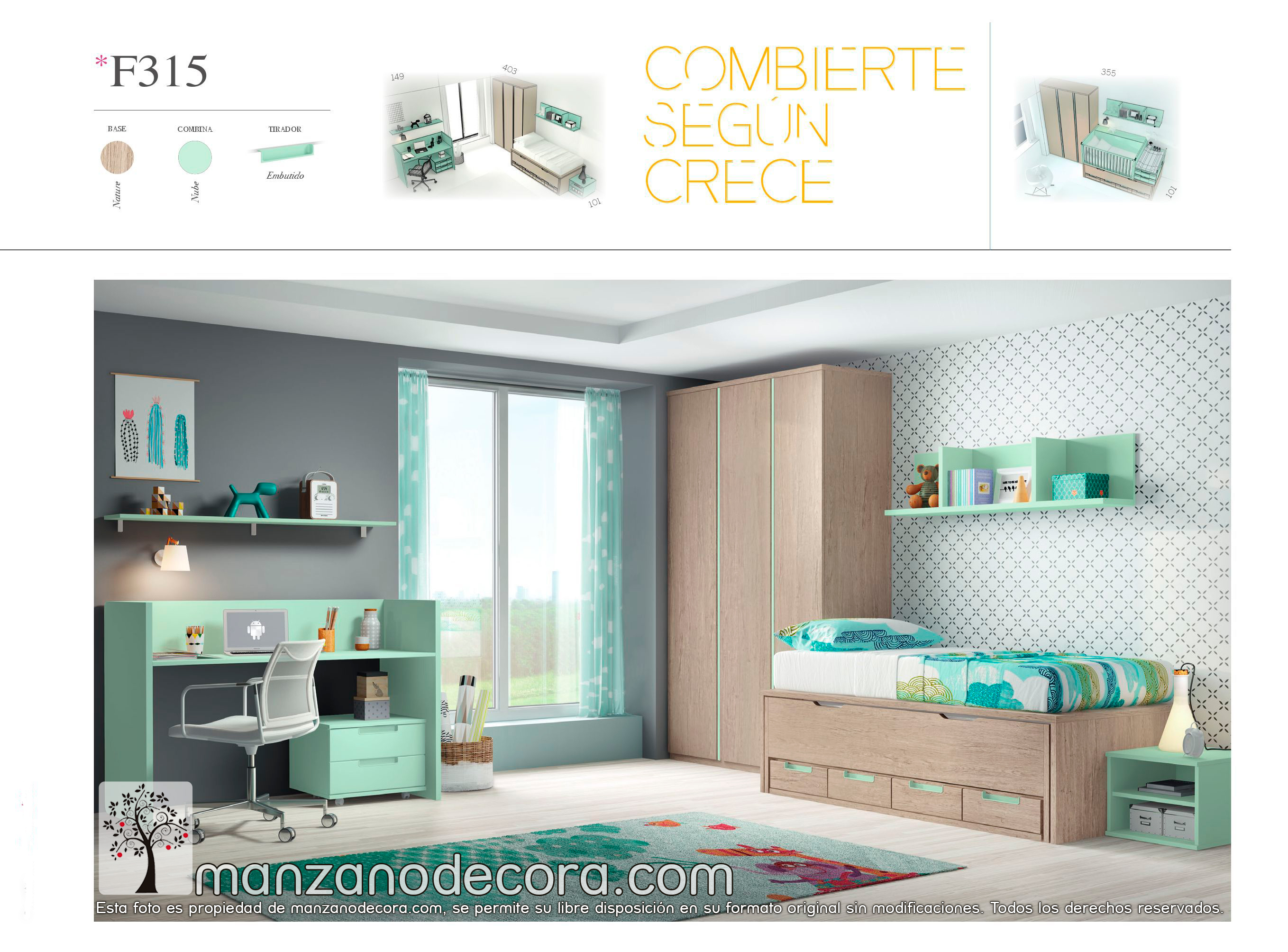 Muebles Juveniles Pinto - Cortinas Manzanodecora