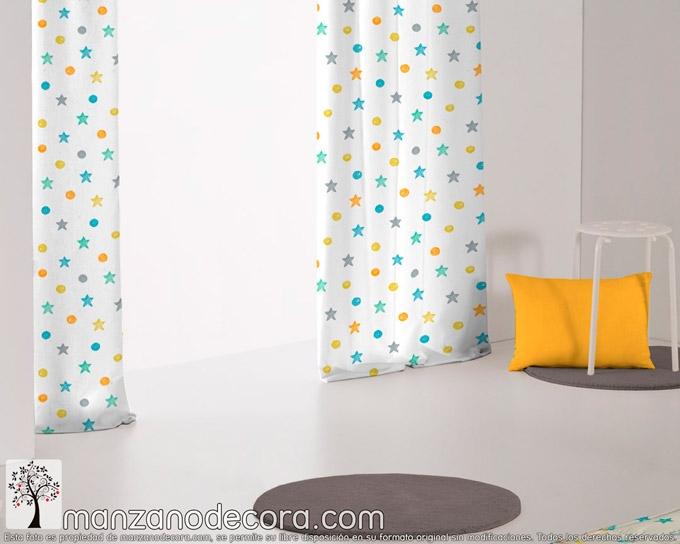 Cortinas Infantiles Estampadas Lisas Niños Niñas