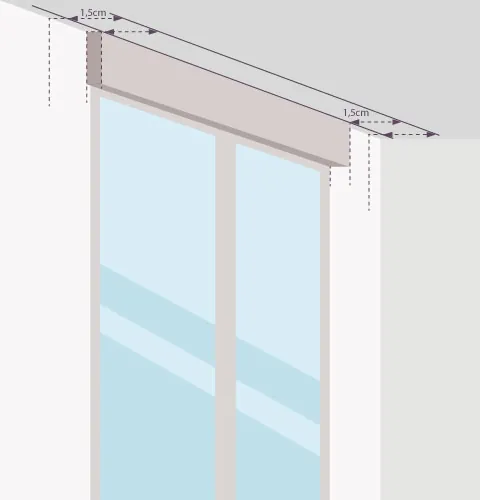 Paneles japoneses, antes de taladrar: a techo, a 1,5 cm de la pared