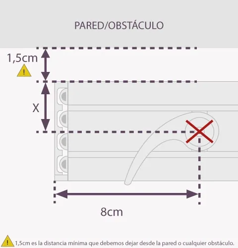 Paneles japoneses, a techo: a 8 cm de cada extremo