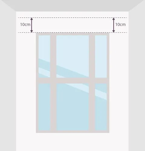 Estores de paquete, antes de taladrar: a pared, 10 cm por encima