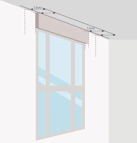 Estores de paquete, antes de taladrar: a techo, a 1,5 cm de la pared