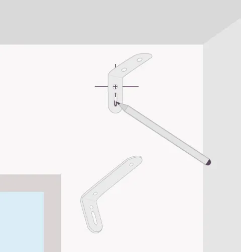 Estores de paquete, a pared: la escuadra