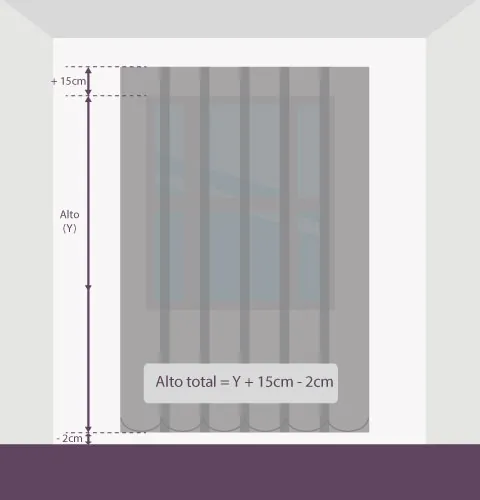 Verticales, antes de taladrar: a pared, 15 cm por encima
