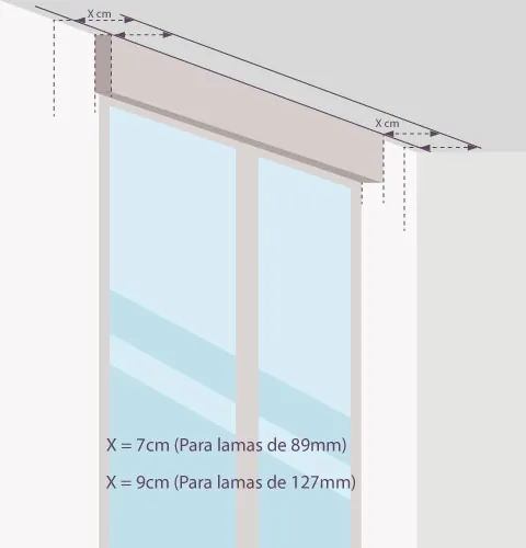 Verticales, antes de taladrar: a techo, separada de la pared