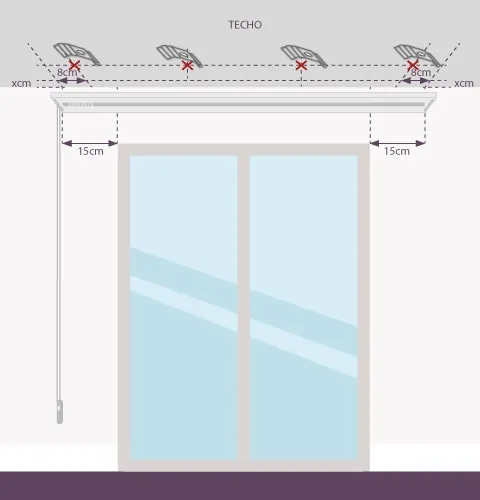 Verticales, a techo: con cuatro soportes