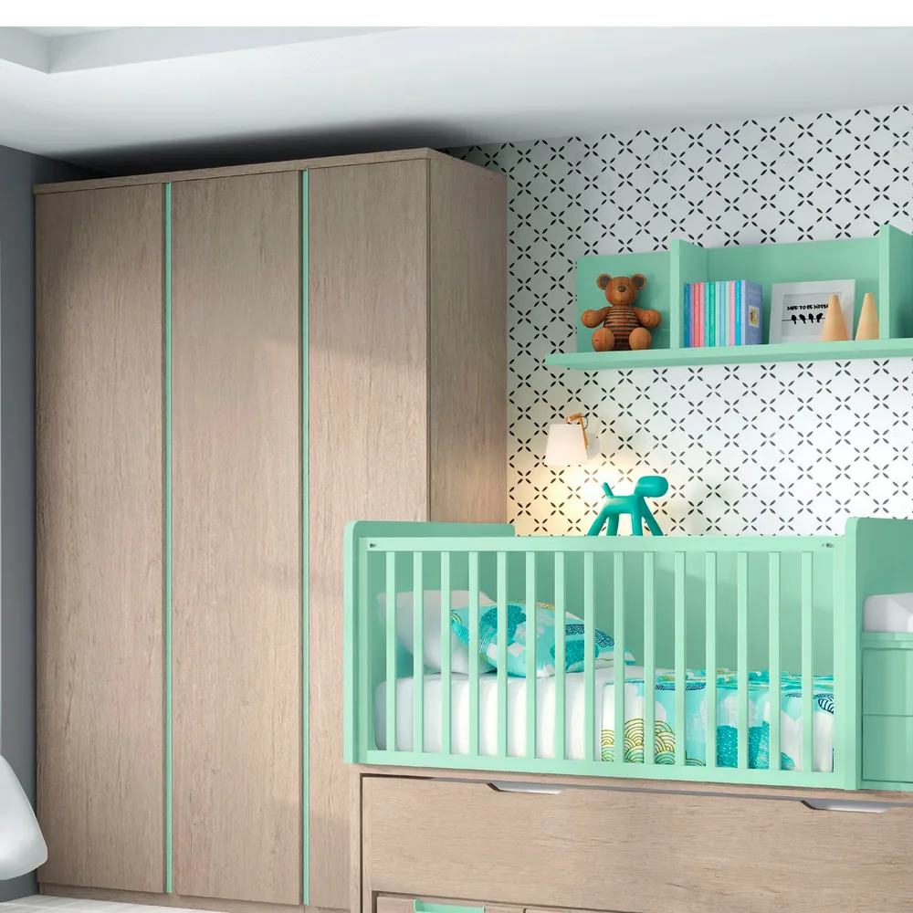 Habitación infantil con cuna convertible que crece con el niño
