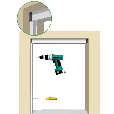 Instalación de la mosquitera enrollable para puerta, paso 2: el perfil con imán