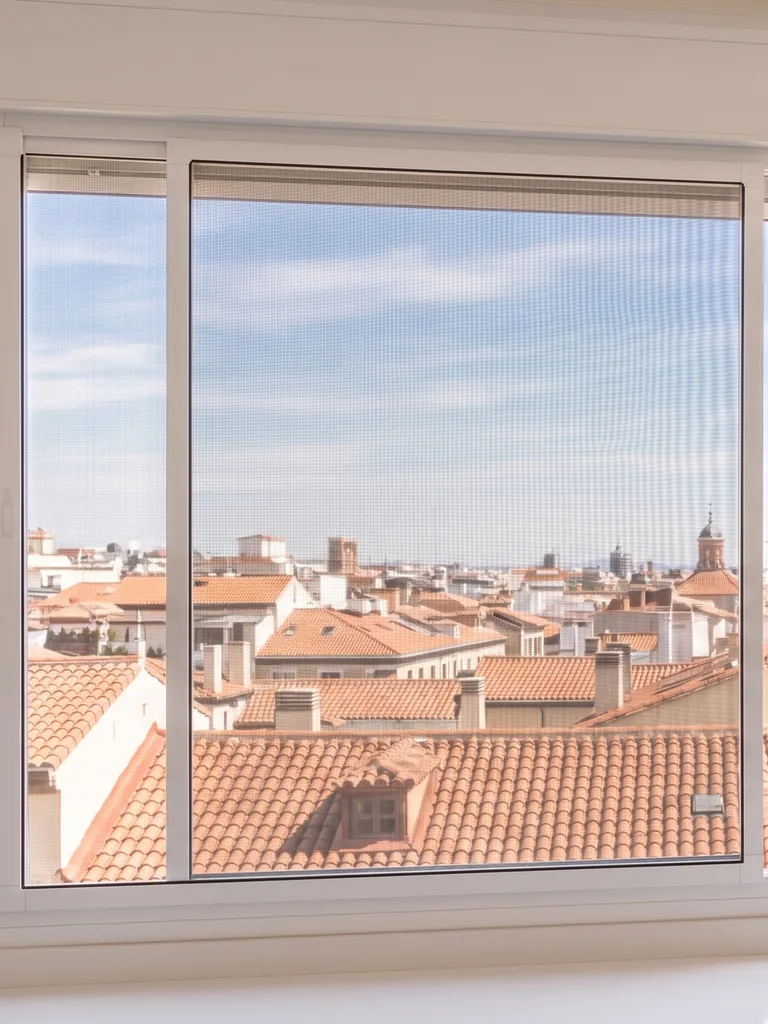Mosquitera corredera en una ventana corredera