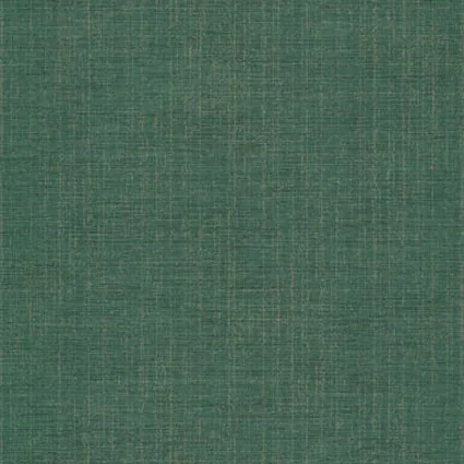 Muestra de papel pintado liso verde con textura de tejido