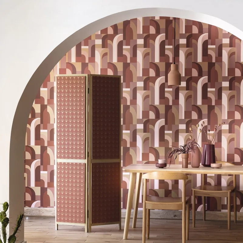 Papel pintado Doors: arcos y bloques de color geométricos