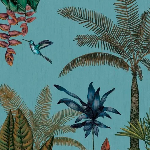 Papel pintado Ipanema: selva tropical dibujada, en blanco y negro o en color