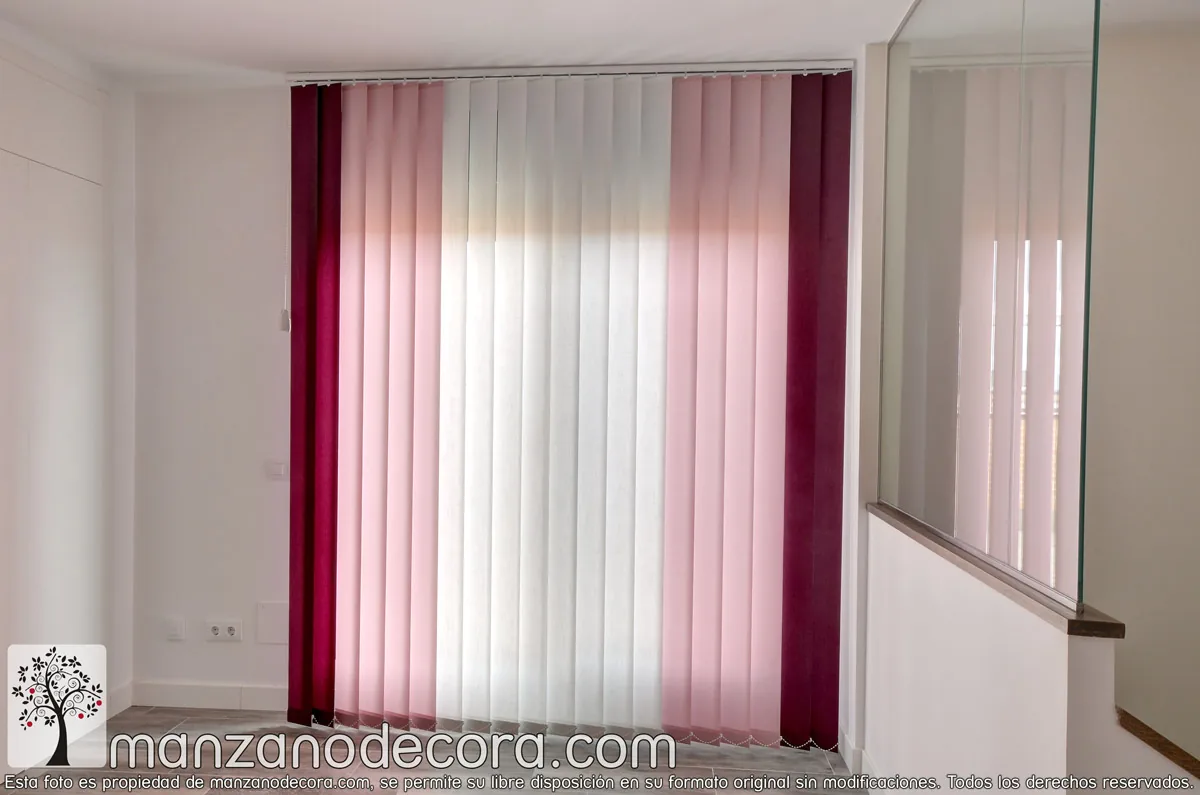 Persiana Interior Vertical Lamas Gredos combinado con Shantung